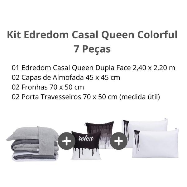 Imagem de Edredom Casal Queen 7 Peças Dupla Face 400 Fios Colorful Cama Posta