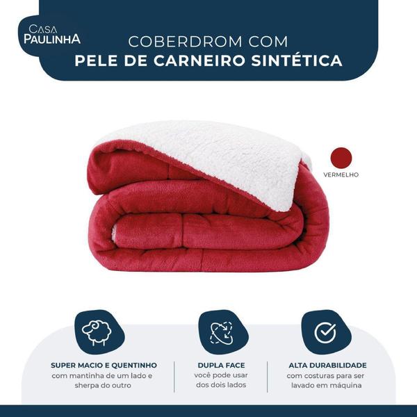 Imagem de Edredom Coberdrom Cama Queen Dupla Face c/ Sherpa e Manta - Casa Paulinha