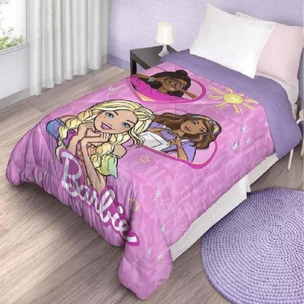 Imagem de Edredom com Sherpa Solteiro Estampado Barbie 1,50m x 2,20m