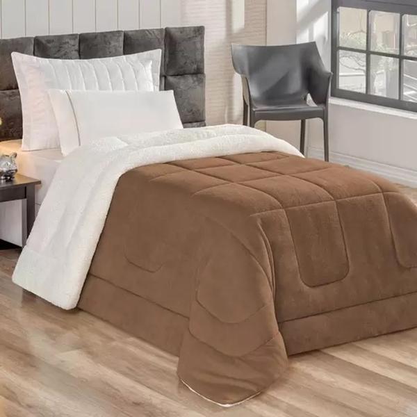 Imagem de EDREDOM DUPLA FACE COBERTOR CAMA SHERPA COBERDROM SOLTEIRO  1,60m x 2,20m - VARIAS CORES