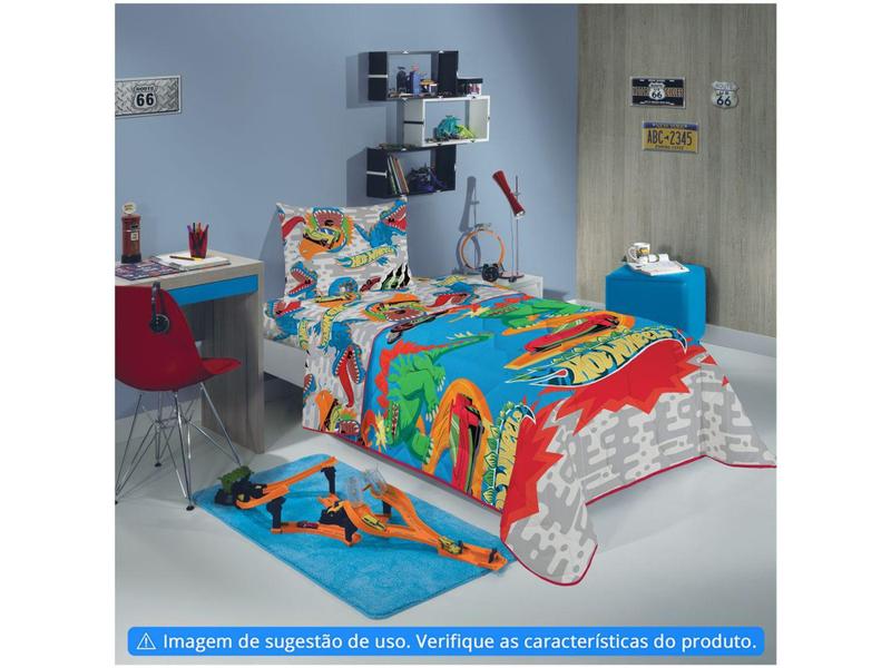 Imagem de Edredom Infantil Solteiro Lepper Microfibra - Hot Wheels Azul