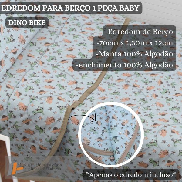 Imagem de Edredom para Berço 100% Algodão Antialérgico 1 Peça Dino Bike Baby Menino Portallar