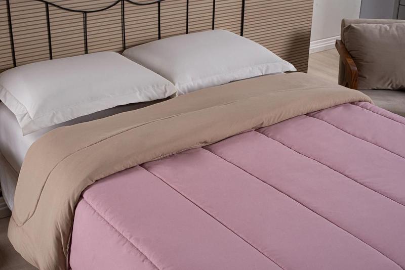 Imagem de Edredom Para Cama Casal Queen Dupla Face Reversivel Rosa