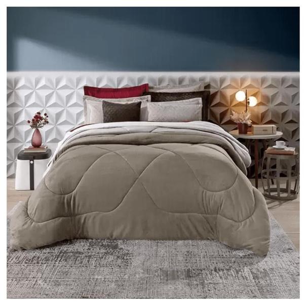 Imagem de Edredom Queen Plush Inove Liso Taupe - Hedrons