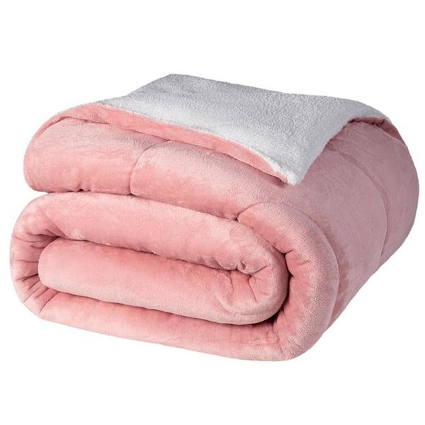 Imagem de Edredom Queen Size Dupla Face Com Sherpa Dias Calmos Rosa