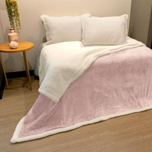 Imagem de Edredom sherpa comfort casal 1,80m x 2,20m - rosa renda