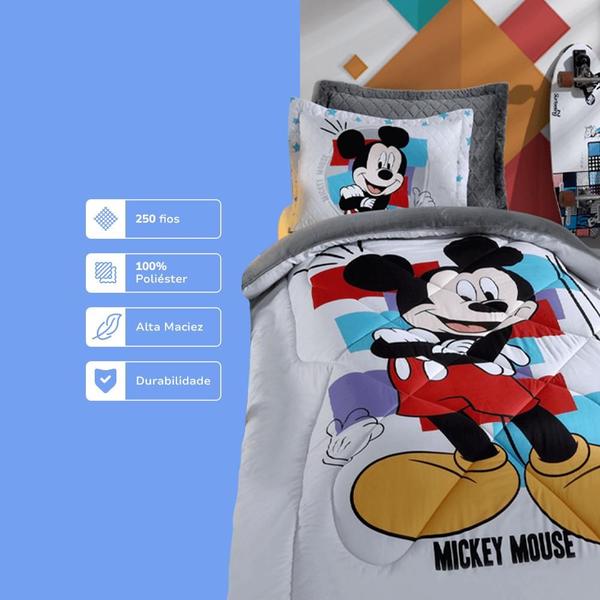 Imagem de Edredom Solteiro Infantil Hedrons Disney Mickey Estiloso 250 Fios