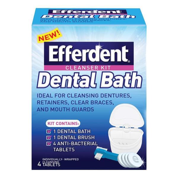 Imagem de Efferdent Kit Limpeza Dentadura Estojo, Escova E 4 Pastilhas