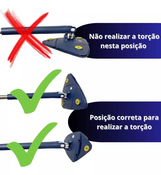 Imagem de Eficiência em Limpeza: Mop Esfregão Rodo Mágico Triangular Giratório com Refil Top