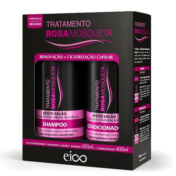 Imagem de Eico Tratamento Rosa Mosqueta Cicatrização Shampoo Sem Sal 450ml Condicionador Leave-in 400ml