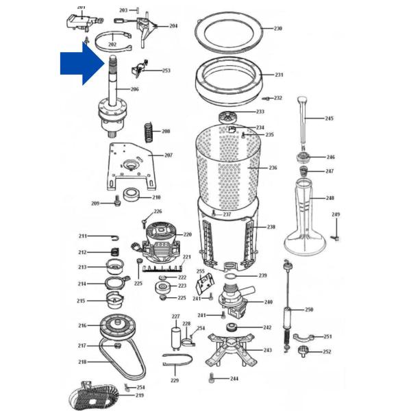 Eixo curto agitador lavadora brastemp consul mondial w10250960 - ALADO Imagem de Eixo curto agitador lavadora brastemp consul mondial w10250960