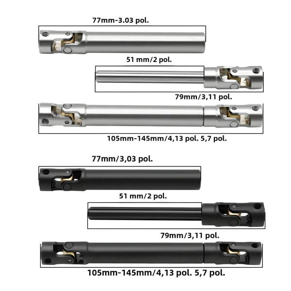 Imagem de Eixo de Transmissão Universal com Junta Cardan Metálica para Carros RC 1/10 - Compatível com Axial SCX10, Gladiator, TRX4, TF2 e D110