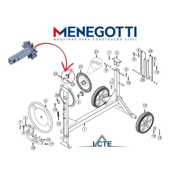 Imagem de Eixo Do Volante Com Engrenagem Para Betoneira 400LMAX/500l