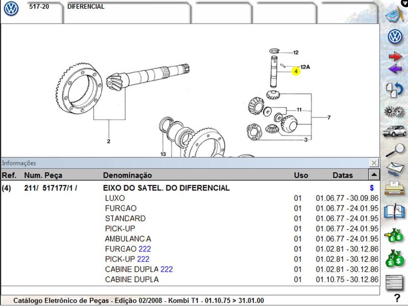 Imagem de Eixo satélite diferencial kombi 78/94 original vw 2115171771