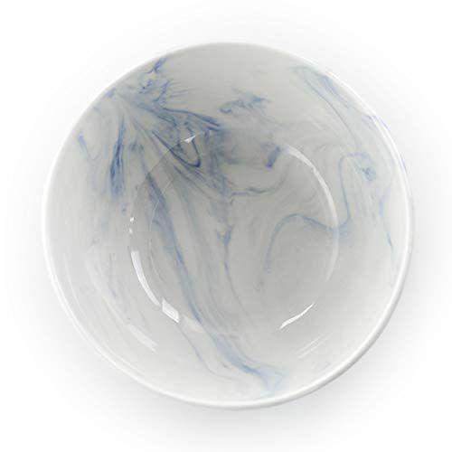 Imagem de Elama Fine Round Gloss Dinnerware Conjunto de Pratos, 16 Peças, Mármore Azul e Branco