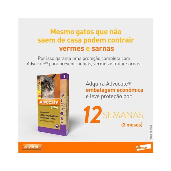 Imagem de Elanco Advocate Antipulgas e Vermífugo Gatos 0,8ml 3 Un