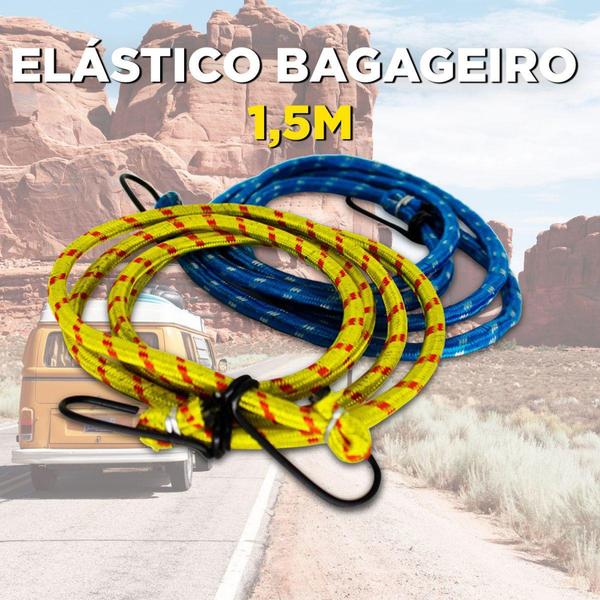 Imagem de elástico bagageiro Moto Amarrar Reforçado Kit 2 Peças 1,5m - 123Útil