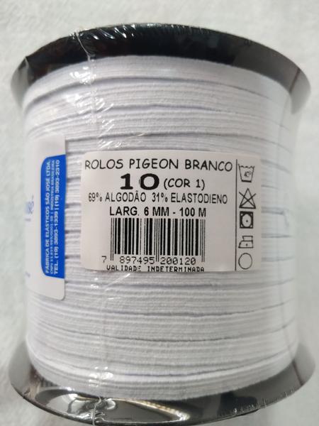 Imagem de Elastico branco rolo 100 metros n10  6mm