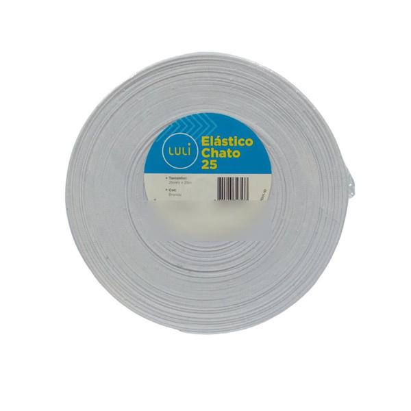 Imagem de Elastico Chato Luli 25mm - Rolo com 25 Metros - Cor Branco