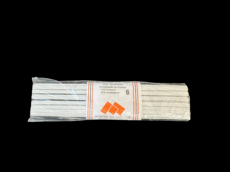 Elástico chato N6-4 mm branco Kit 2 rolos com 10 metros cada - Mor Imagem de Elástico chato N6-4 mm branco Kit 2 rolos com 10 metros cada