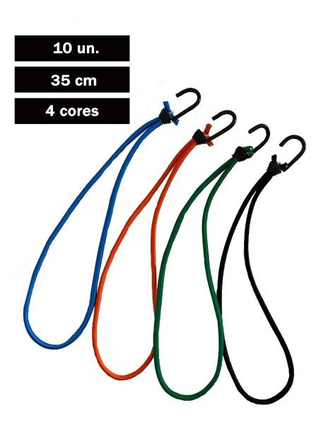 Imagem de Elástico Com Gancho 10 Un. Extensor Para Lona 35 Cm.