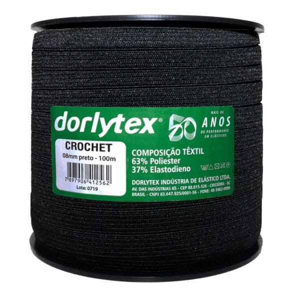 Imagem de Elástico Crochet Preto Confecções 08mm Rolo 100m Dorlytex