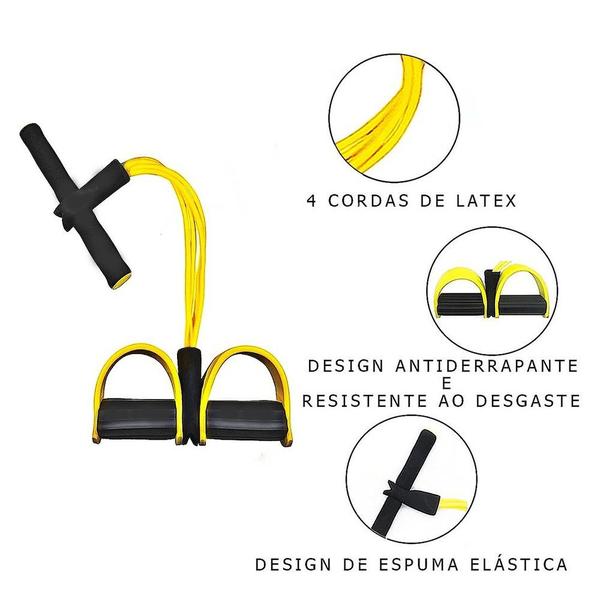 Imagem de Elastico Extensor 4 tubos Academia Casa abdominal cordas Pilates Tonificação exercicio Intensidade