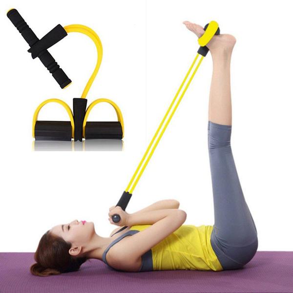 Imagem de Elastico Extensor 4 tubos Academia Casa abdominal cordas Pilates Tonificação exercicio Intensidade