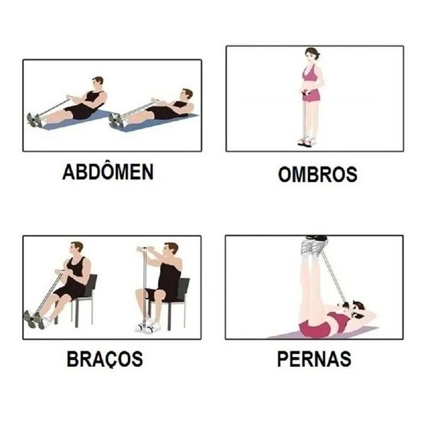 Imagem de Elastico Extensor 4 tubos Academia Casa abdominal cordas Pilates Tonificação exercicio Intensidade