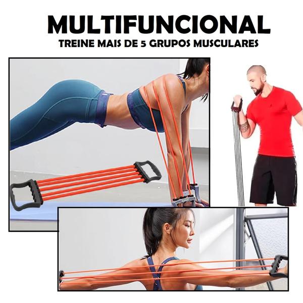 Imagem de Elástico Extensor com Alça para Treinos em Casa Controla Intensidade Multifuncional Hipertrofia Fit