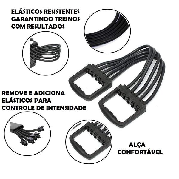 Imagem de Elástico Extensor Resistente com Alças para Treinos Físicos Multifuncional Ajusta Intensidade Academia em Casa Hipertrofia 