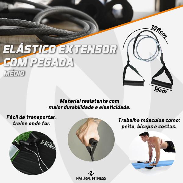 Elástico Extensor Revestido Musculação Treino Academia - Médio - Natural Fitness Imagem de Elástico Extensor Revestido Musculação Treino Academia - Médio