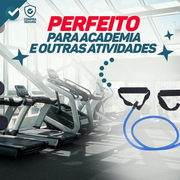 Imagem de Elástico Tensão Extensor P/ Braços Peito Musculação C/ Pega Portátil Fitness