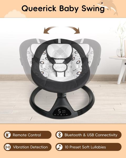 Imagem de Electric Baby Swing Queerick para bebês e crianças pequenas com Bluetooth