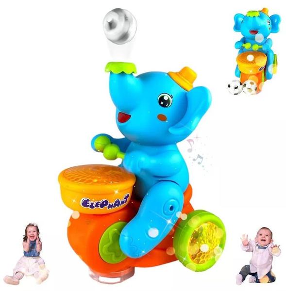 Imagem de Elefante Bate e Volta Com Luz Som Equilibra Bola Brinquedo Infantil