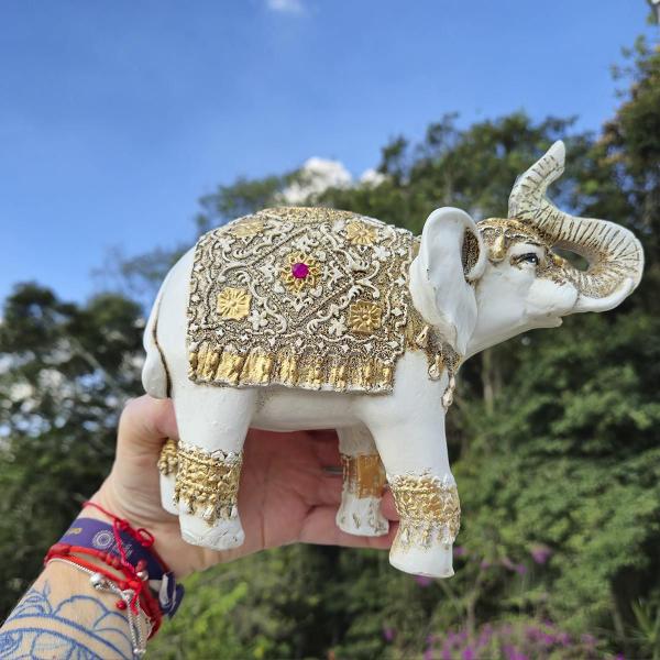 Imagem de Elefante Branco Decorativo 21Cm 14001