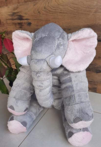 Imagem de Elefante de pelúcia travesseiro almofada infantil 60cm Antialérgico