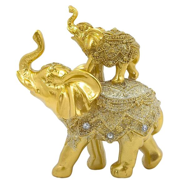 Imagem de Elefante Decorativo Mãe e filho Em Resina com ou sem base em vidro Indiano Sabedoria Sorte K22