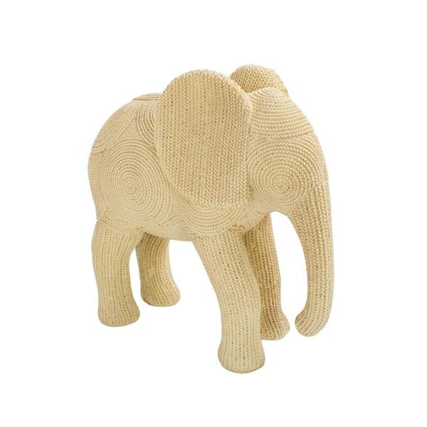 Imagem de Elefante Decorativo Para Escritórios Delicado Com Arabescos Bege Pequeno