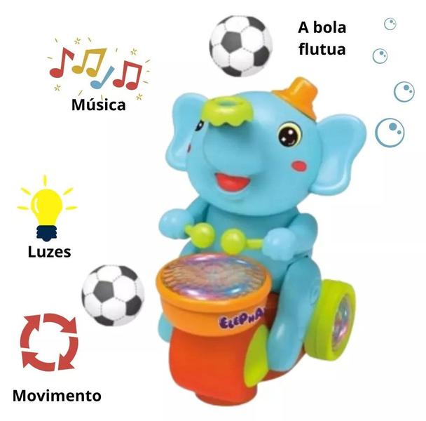 Imagem de Elefante Equilibrista Brinquedo Infantil Som Anda Cor Colorido