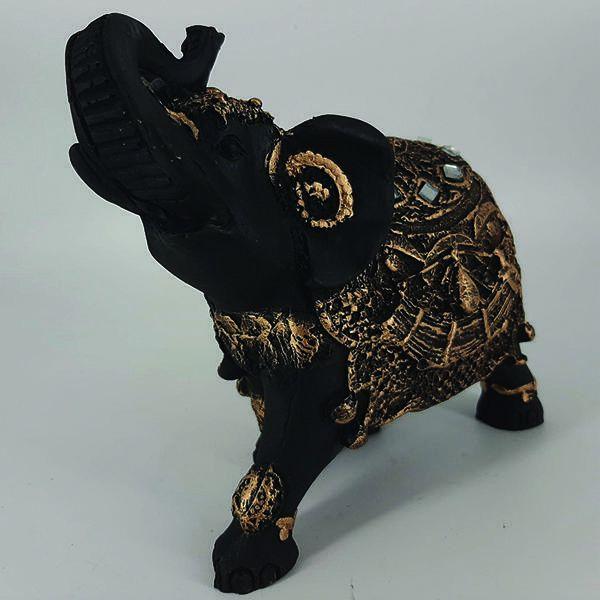 Imagem de Elefante Indiano Da Sorte G Preto Manto Dourado 14020