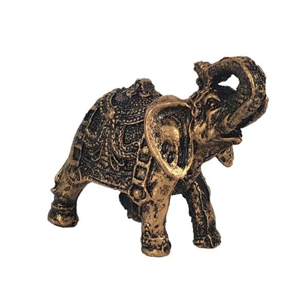 Imagem de Elefante Indiano resina Miniatura Ouro Velho 5 cm fortuna