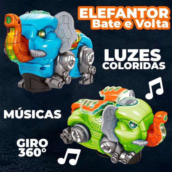 Imagem de Elefante Musical Bate E Volta Com Som E Luzes Elefantor Dm Toys