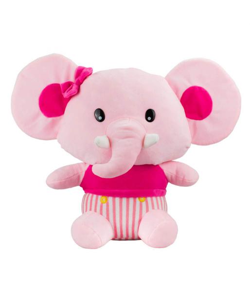 Imagem de Elefante Rosa Orelhudo Sentado 34cm - Pelúcia