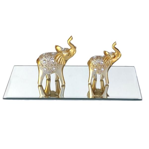 Imagem de Elefantes Decorativos em resina com base em espelho  Indiano Sorte elefante decoração KP0003