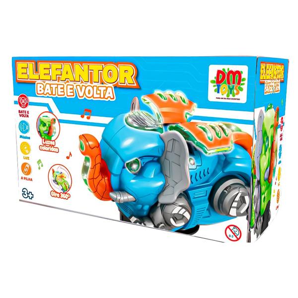 Imagem de Elefantor Bate E Volta Elefante Robô Eletrônico Com Som E Luz Dm Toys