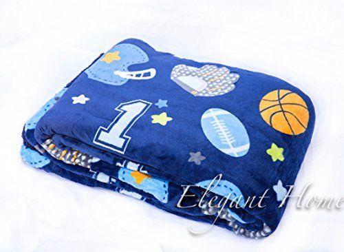 Imagem de Elegante Casa Crianças Soft & Warm Sherpa Baby Toddler Boy Cobertor Impresso Borrego Carrinho ou Berço Bebê ou Cama Infantil Cobertor Pelúcia Jogar 40X50 (Esportes)