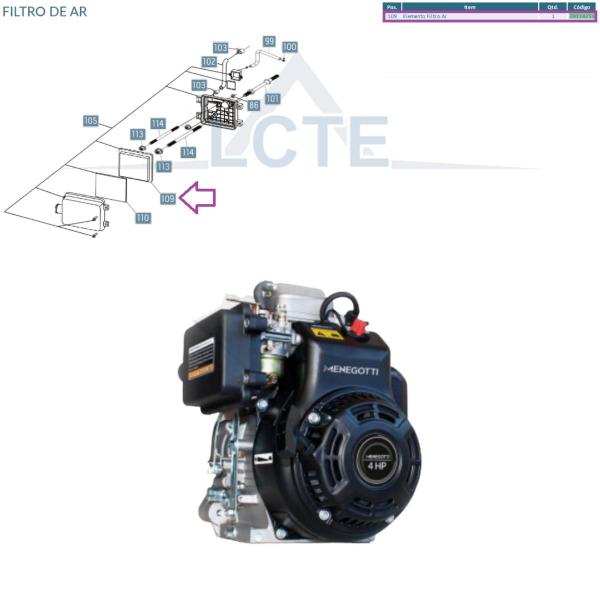 Imagem de Elemento do Filtro de Ar Menegotti P/ Motor 165 4.0hp 