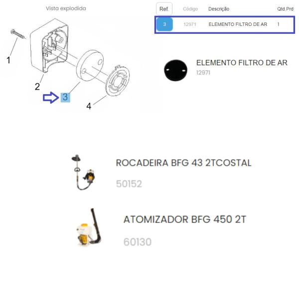 Imagem de Elemento Filtro de Ar Do Atomizador BFG 450 Buffalo - 12971