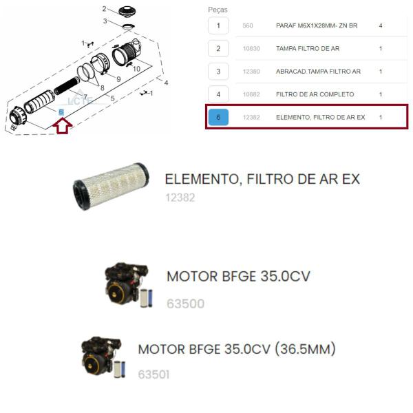 Elemento Filtro de Ar Externo P/ Motor BFGE 35.0 CV - 12383 - Buffalo Imagem de Elemento Filtro de Ar Externo P/ Motor BFGE 35.0 CV - 12383